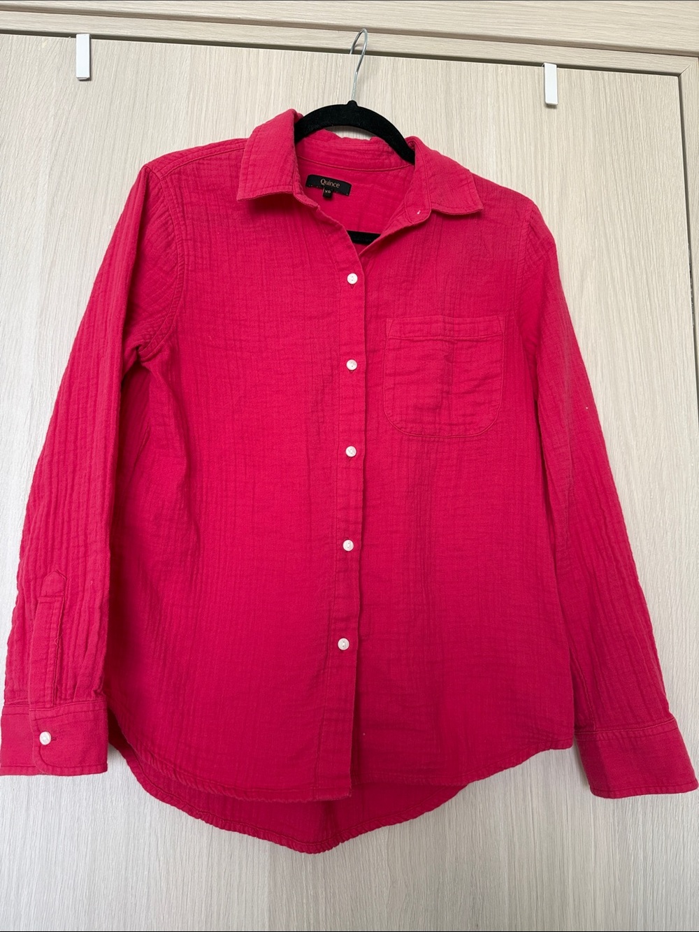 100% organic cotton hot pink long sleeve gauze button up XS | colorful chic